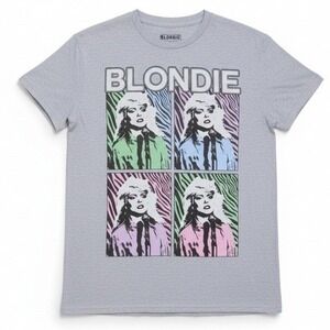 PHILCOS Blondie‎ Zebra Pop Art Graphic T Shirt Women Sz Medium Grey Band Tee 70s